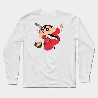 Cute Shinchan Become A Kung Fu Master Long Sleeve T-Shirt